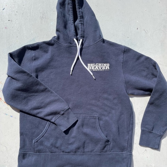 Women's Belching Beaver Hoodie Black Spell-Out Logo M Pullover Beer San Diego CA - Picture 5 of 15